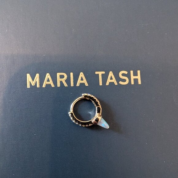 **SOLD**Single Short Opal Spike Diamond Eternity Hoop Earring Rose Gold - Picture 3 of 8